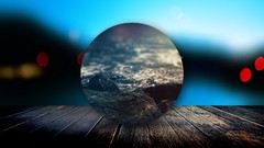 Black blue Mountains lights Wood rocks digital art