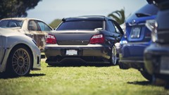 Black blue white cars dirt California Sti subaru impreza