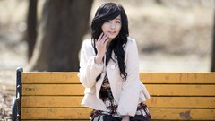 Black brown asians tan models black hair Korean Ryu Ji Hye