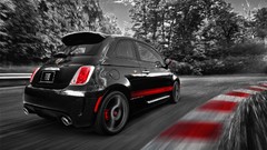 Black cars abarth selective coloring Fiat 500