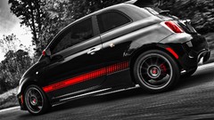 Black cars abarth selective coloring Fiat 500