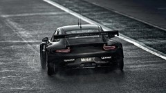 Black cars Porsche spoiler roads driving fast