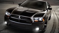 Black cars tire tracks Dodge Charger 500