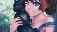 Black Cat anime girls blue eyes brunettes neko Lasterk