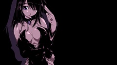 Black cleavage purple eyes