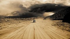 Black clouds landscape desert Car nice