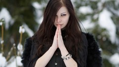 Black cold woman outdoors brunettes models