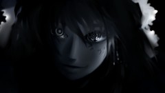 Black dark black and white faces monochrome bows anime girls 