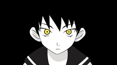 Black dark black background faces schoolgirls anime girls 