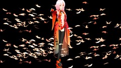 Black dark Butterflies white hair red eyes gloves red dress 3d 