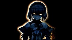 Black dark dolls black background Ribbons anime girls glowing 