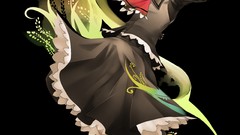 Black dark Plants black background socks red eyes bows blondes 