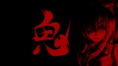 Black dark red monochrome hakurei reimu touhou