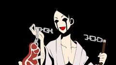 Black dark weapons black background meat Bones chains anime 