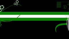 Black dark white Green woman headphones artwork