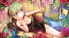 Black dress Anime roses