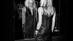 Black dress mirrors grayscale