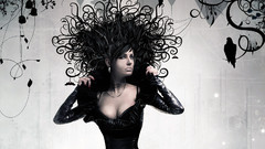 Black dress woman cleavage