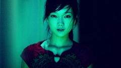 Black eyes woman faces asians