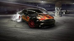 Black fire cars vehicles burnout Ford mustang drifting cars