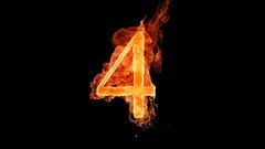 Black fire four Typography flames numbers Alphajet