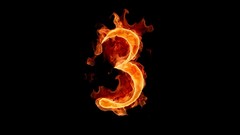 Black fire three Typography flames numbers Alphajet