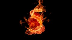 Black fire Typography flames numbers five