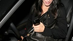Black flash Courteney Cox smiling panties upskirt