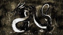 Black god Dragons scratches grunge oriental artwork digital art 