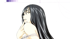 Black hair bare shoulders