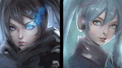 Black hair portraits headphones