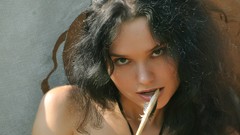 Black hair woman close-up