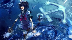 Black hair woman water