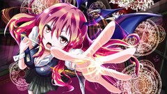 Black head corridor chandelier anime girls touhou cleavage bat 