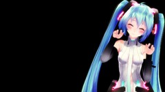 Black headphones transparent Anime black background blush long 