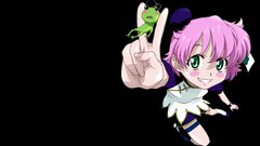 Black king black background pink hair anime girls short hair 