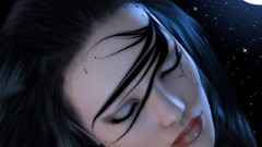 Black moon woman 3d red lipstick fantasy art 3D girls