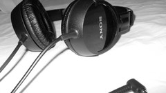 Black Music black and white headphones sound Sony Blank