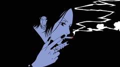 Black Nana smoking anime girls Simple Background