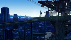 Black paintings drawings cities anime girls cityscapes