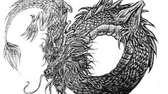 Black paper Dragons Pencils monochrome artwork sketches