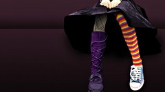 Black punk Shoes socks emo rocks bracelets striped legwear