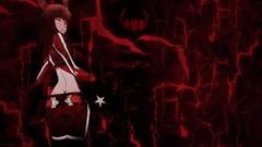 Black red Lightning woman blood Anime horns devil long hair 