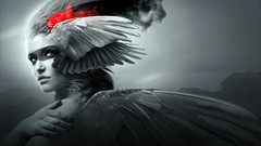 Black red white woman artwork fantasy art