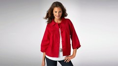 Black red woman jeans smiling blue eyes brunettes models Reka 