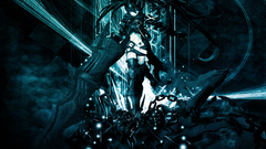 black rock shooter Anime anime girls Turquoise teal dark chains