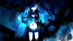 black rock shooter anime girls Anime blue cyan belly chains
