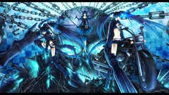 black rock shooter anime girls Anime skull artwork blue chains
