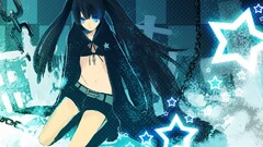 black rock shooter kuroi mato anime girls Anime blue cyan belly