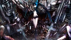 black rock shooter kuroi mato anime girls Anime chains legs bra